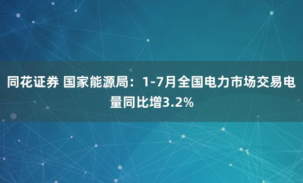 同花证券 国家能源局：1-7月全国电力市场交易电量同比增3.2%